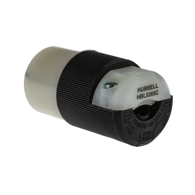 Hubbell Insulgrip 15A 125V NEMA 5-15R Female Mains Connector Black Nylon Body Screw Termination HBL5269C
