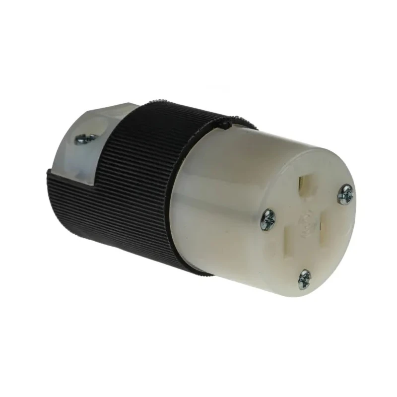 Hubbell Insulgrip 15A 125V NEMA 5-15R Female Mains Connector Black Nylon Body Screw Termination HBL5269C