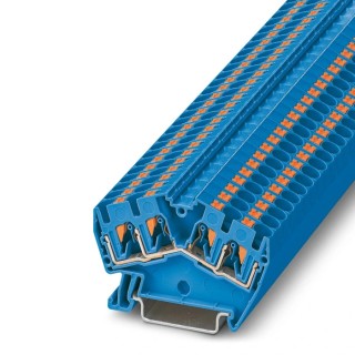 Phoenix Contact PTS 4-QUATTRO BU Series Feed Through Terminal Block Blue, 0.2mm² to 6 mm², Push-in, 32A, 800V 3213608