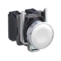 Schneider Electric Harmony XB4 Series Push Button Switch, Spring Return, Panel Mount, 22 mm Cutout, SPST, White LED XB4BA11