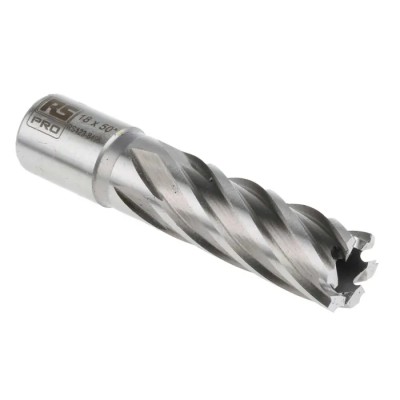 RS PRO High-Speed Steel (HSS) Magnetic Drill Bit 18 mm Cutter Diameter 50 mm Cutting Depth Bright Finish 123-8496