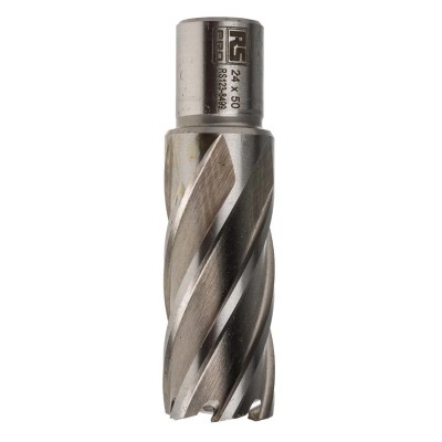 RS PRO High-Speed Steel Magnetic Drill Bit 24 mm Cutter Diameter 50 mm Cutting Depth 19.05 mm Shank Size 90° Drill 123-8499