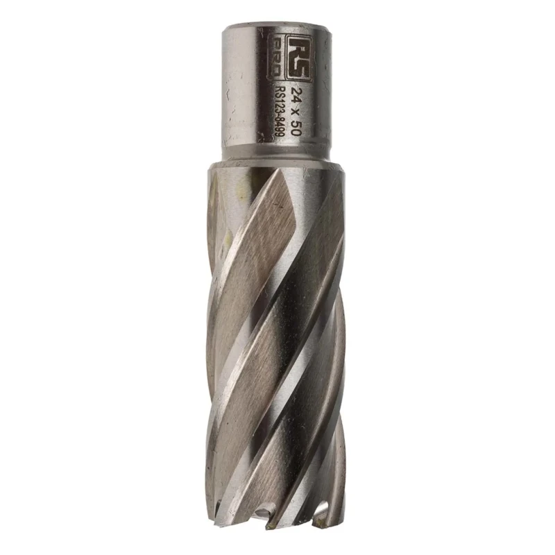 RS PRO High-Speed Steel Magnetic Drill Bit 24 mm Cutter Diameter 50 mm Cutting Depth 19.05 mm Shank Size 90° Drill 123-8499