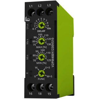 Tele Phase Sequence Monitoring Relay SPDT DIN Rail Mount 230V AC 400V AC V2PM400Y/230VS10