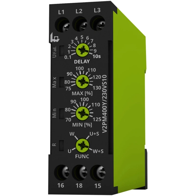 Tele Phase Sequence Monitoring Relay SPDT DIN Rail Mount 230V AC 400V AC V2PM400Y/230VS10