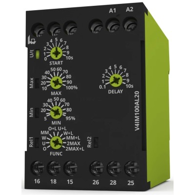 Tele 1 Phase DPDT Monitoring Relay DIN Rail Mount 24-240V AC Supply V4IM100AL20 24-240V AC/DC