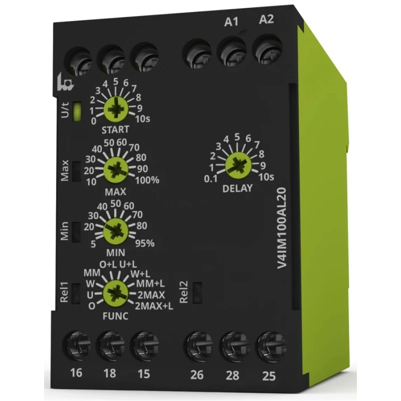 Tele 1 Phase DPDT Monitoring Relay DIN Rail Mount 24-240V AC Supply V4IM100AL20 24-240V AC/DC