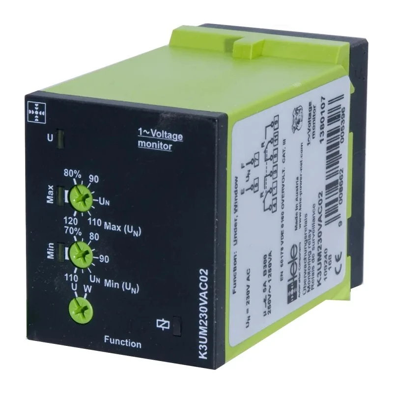 Tele Monitoring Relay DPDT DIN Rail Mount 400V AC Power Consumption 9VA K3YM400VSY20