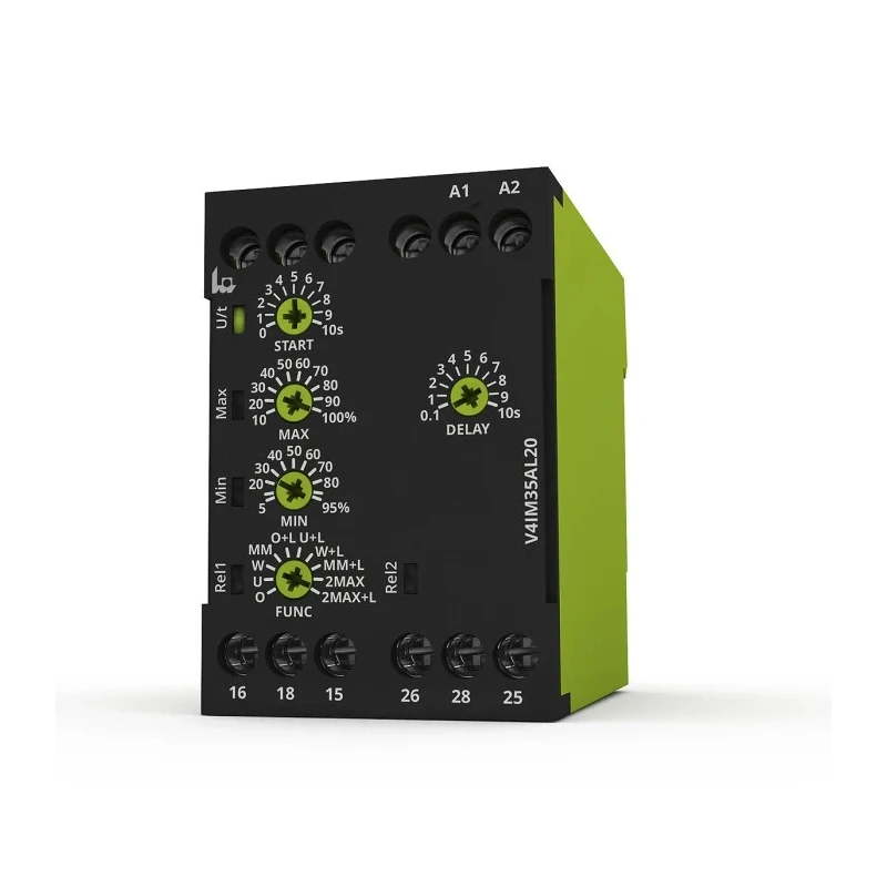 Tele Single Phase DPDT DIN Rail Monitoring Relay 24V ac, 240V ac, 35A V4IM35AL20 24-240V AC/DC