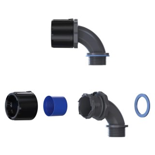 Flexicon Conduit Black Polyamide 66 42 mm Nominal Size M40 Thread Black Finish IP67 IP69 IP66 IP68 FPAU42-M40-90B
