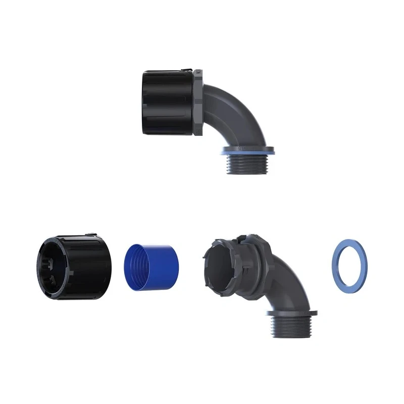 Flexicon Conduit Black Polyamide 66 42 mm Nominal Size M40 Thread Black Finish IP67 IP69 IP66 IP68 FPAU42-M40-90B