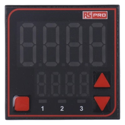 RS PRO Panel Mount PID Temperature Controller, 3 Output SSR, Relay, 240V AC, Dual 4 Digit LED Display 124-1070