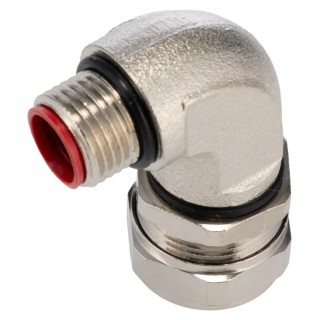 Adaptaflex Nickel Plated Steel Conduit Fitting, 16 mm Nominal Size, M16 Thread, 90° Elbow, Silver IP67 Rated SPL16/M16/90 X 5