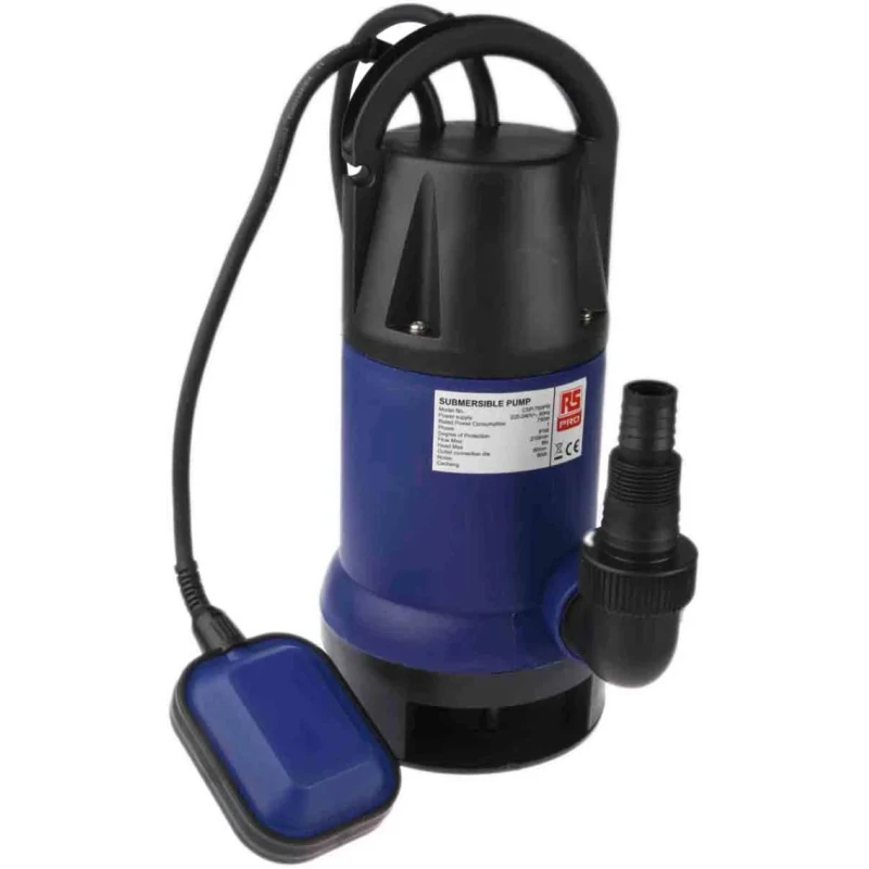 RS PRO 230V 0.8 bar Submersible Water Pump, 216L/min, Plastic Body, 750W, IPX8 124-1949