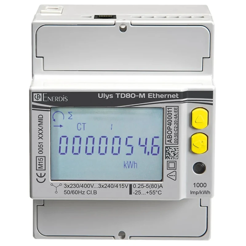 Chauvin Arnoux Energy 3 Phase Digital LCD Energy Meter Model P01331040 with 8 Digits, 90mm x 72mm Cutout ULYS Series