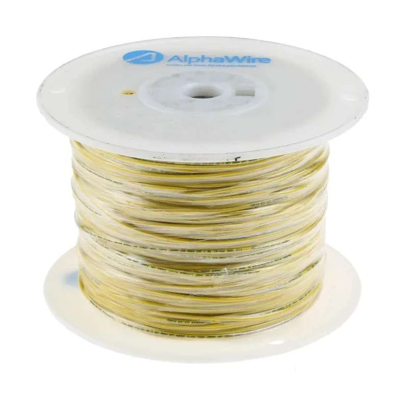 Alpha Wire Hook Up Wire PVC Series Yellow, 20 AWG, 10 x 0.25 mm Strands, 305 m Length, 300V, Flame Retardant 3053 YL001