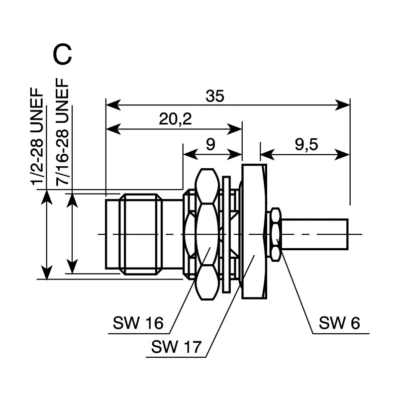Telegartner TNC Series Coaxial Connector Panel Mount Female TNC, 50 Ω, Straight Body Crimp J01011B0030