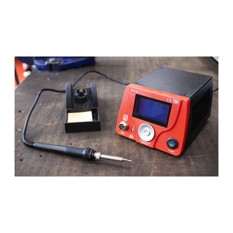 RS PRO Soldering Station 60 W, 220V, 240V, LCD Display, ESD Safe 124-4132