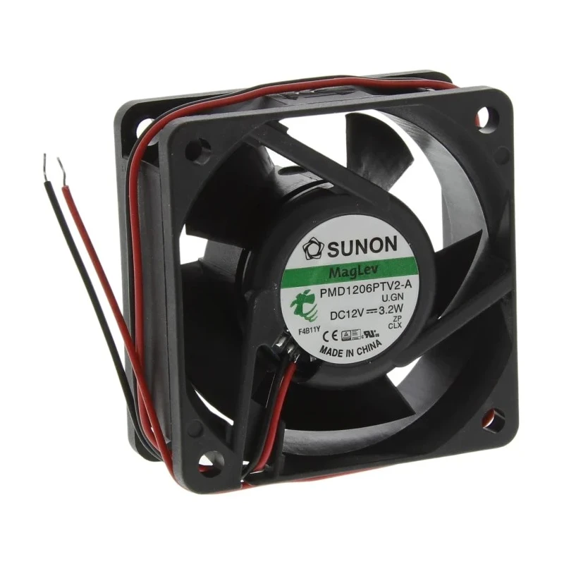 Sunon PMD Series High Pressure Axial Fan 12V DC 3.2 W 53.5 m³/h 60 mm Square Frame PMD1206PTV2-A.U.GN