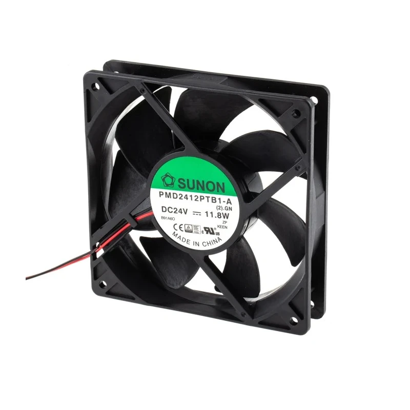 Sunon PMD Series Axial Fan 24V DC 11.8W 255 m³/h 120 mm Square Frame Ball Bearing PMD2412PTB1-A(2).GN