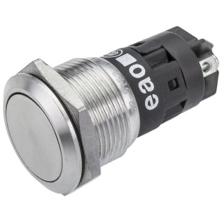 EAO 82 Series Push Button Switch Momentary Panel Mount 19 mm Cutout Silver SPDT IP65 IP67 240 V DC/AC 3A Snap 82-5152.1000