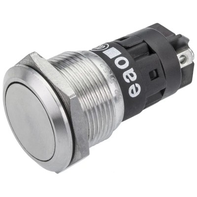 EAO 82 Series Push Button Switch Momentary Panel Mount 19 mm Cutout Silver SPDT IP65 IP67 240 V DC/AC 3A Snap 82-5152.1000