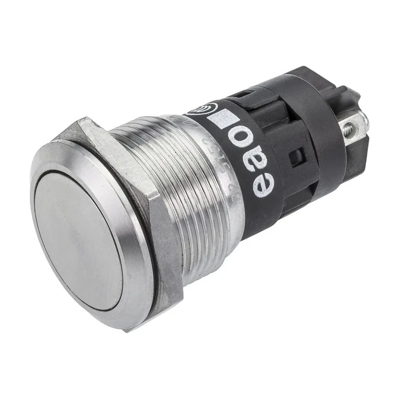 EAO 82 Series Push Button Switch Momentary Panel Mount 19 mm Cutout Silver SPDT IP65 IP67 240 V DC/AC 3A Snap 82-5152.1000
