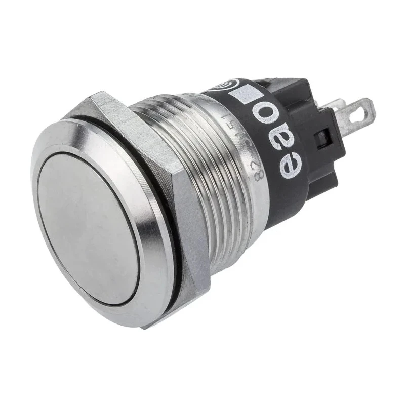 EAO 82 Series Silver Momentary Push Button Switch, Panel Mount, 19 mm Cutout, SPDT, IP65/IP67, 240 V dc/ac 82-5151.1000