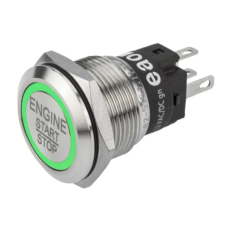 EAO 82 Series Illuminated Momentary Push Button Switch Panel Mount, 19 mm Cutout, SPDT Contact, Green LED 82-5153.1133.B097