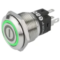 EAO 82 Series Illuminated Momentary Push Button Switch Panel Mount 19 mm Cutout SPDT Green LED IP65 IP67 82-5153.1133.B001