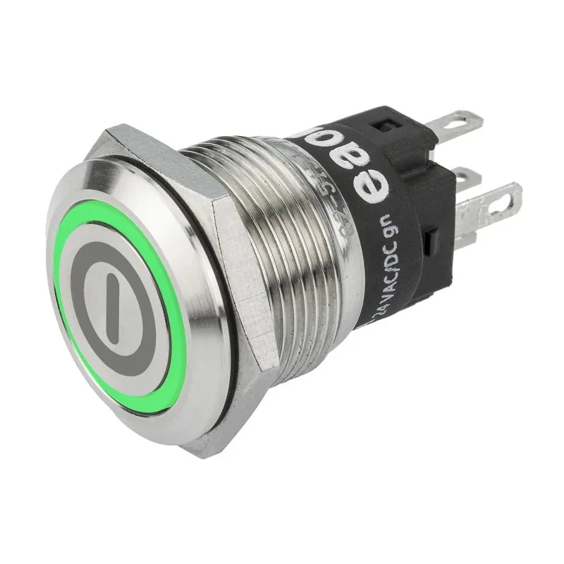 EAO 82 Series Illuminated Momentary Push Button Switch Panel Mount 19 mm Cutout SPDT Green LED IP65 IP67 82-5153.1133.B001
