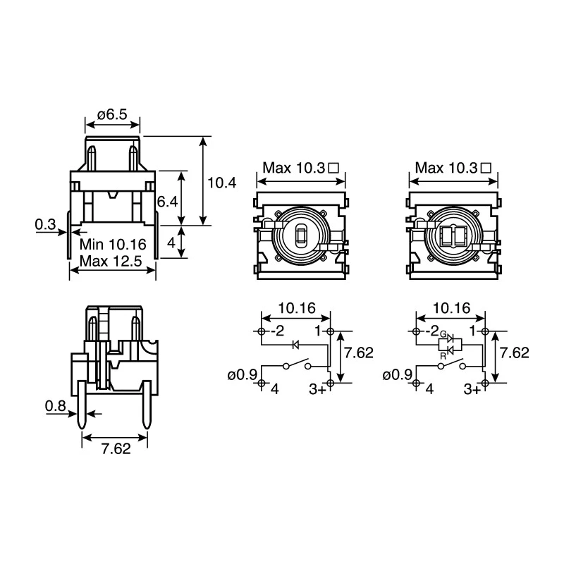 MEC IP67 Green Tactile Switch Push Button, 10.4 mm, SPST 50 mA 24 V dc, Surface Mount IP67 IP67
