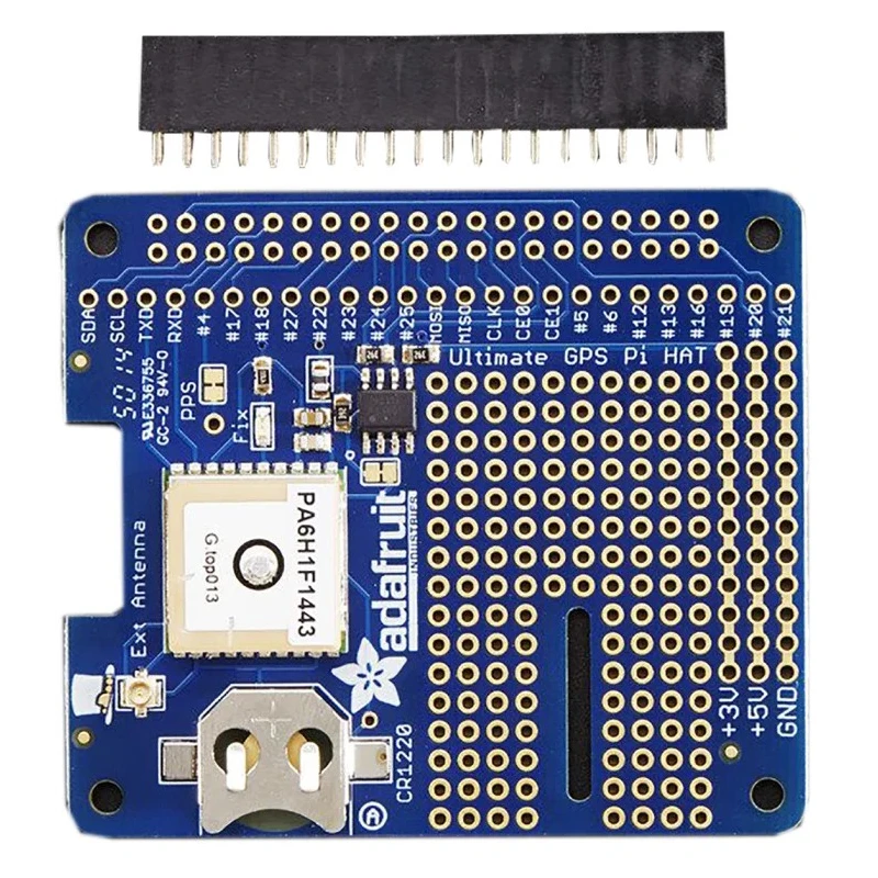 ADAFRUIT INDUSTRIES Ultimate GPS HAT for Raspberry Pi 165 dBm Sensitivity 10 Hz Updates Model 2324