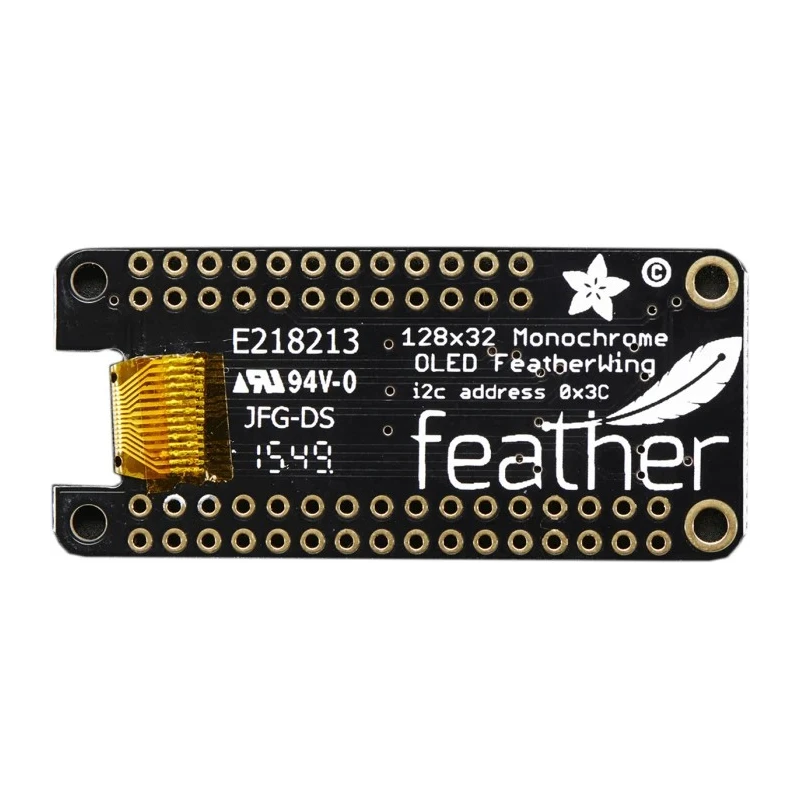 ADAFRUIT INDUSTRIES OLED FeatherWing 1 inch 128x32 Monochrome OLED Display Add On Board for Feather Boards 2900