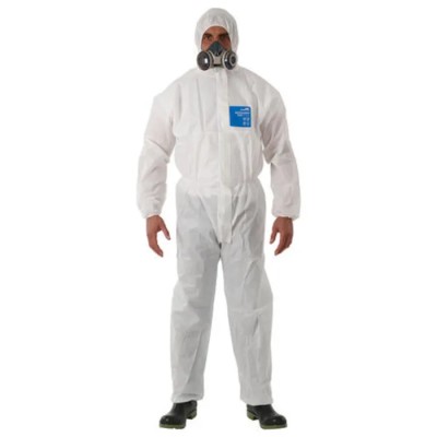 Microgard White Industrial Overall Size Medium 92 to 100 cm Chest Anti-Static Silicone Free SMS Fabric WH15S-00111-03