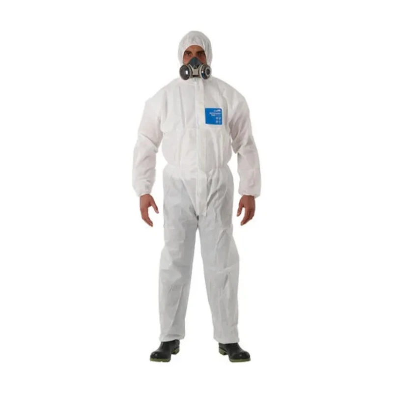 Microgard White Industrial Coverall Overall Size L 100 to 108 cm Chest Zipper Closure Anti-Static Silicone WH15S-00111-04
