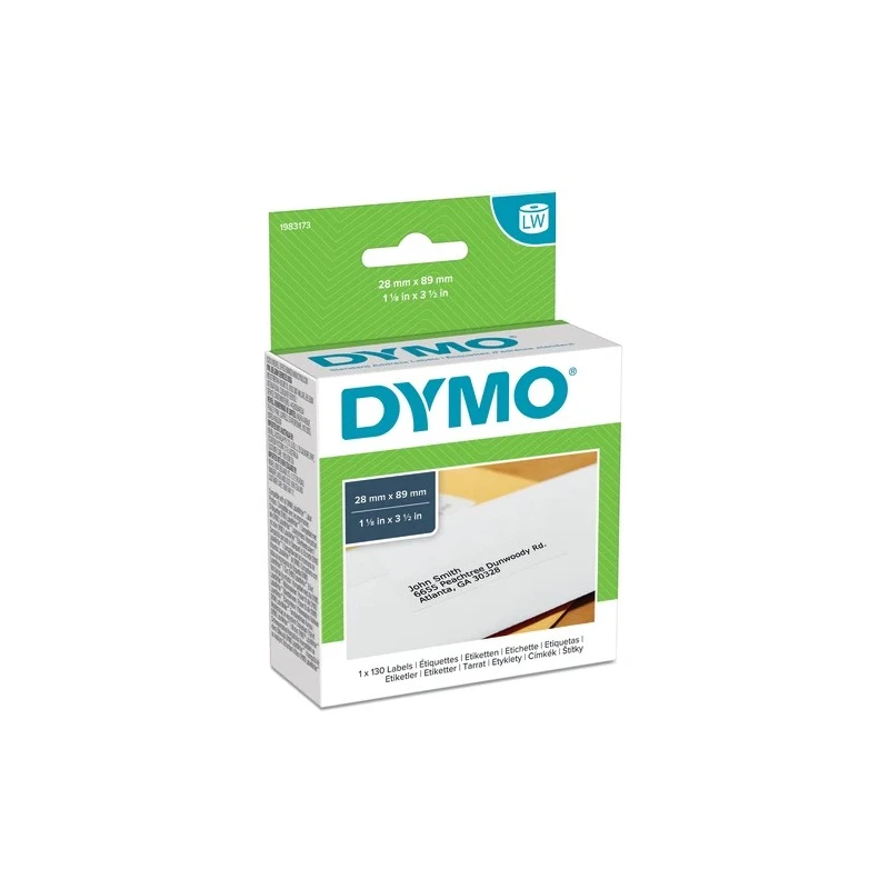 Dymo White Black Print Label Roll 89 mm Width, 130 Per Roll Quantity, 28 mm Length 1983173