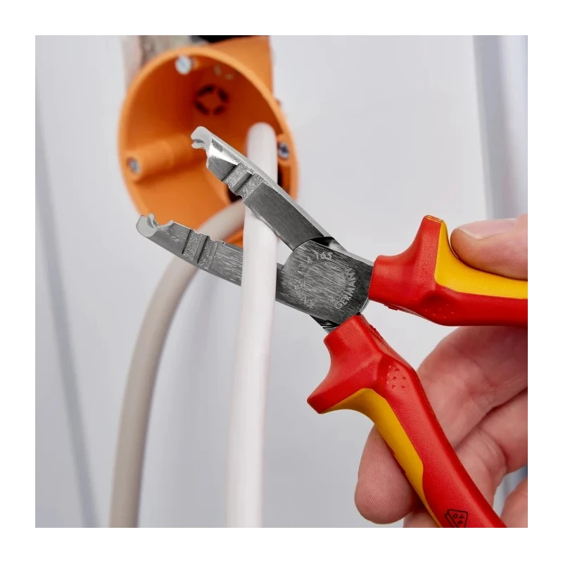 Knipex 1-Piece Stripping & Drawing Plier, Insulated Comfort Grip, Vanadium Steel, 165mm Overall Length VDE 1000V 13 46 165