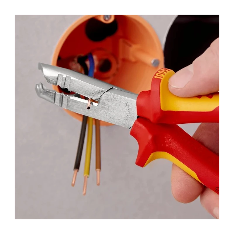 Knipex 1-Piece Stripping & Drawing Plier, Insulated Comfort Grip, Vanadium Steel, 165mm Overall Length VDE 1000V 13 46 165