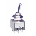 NKK Switches Waterproof Toggle Switch, PCB Mount, On-Off-On DPDT, 6A Current, 30V DC, 125V AC, IP67 Chrome Plated M2023WBW01