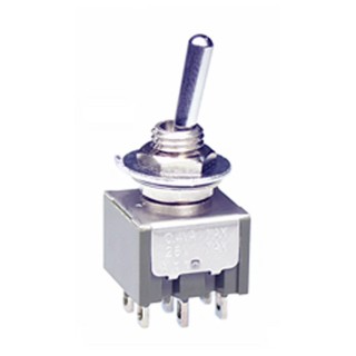 NKK Switches Waterproof Toggle Switch, PCB Mount, On-Off-On DPDT, 6A Current, 30V DC, 125V AC, IP67 Chrome Plated M2023WBW01