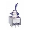 NKK Switches Waterproof Toggle Switch, PCB Mount, On-Off-On DPDT, 6A Current, 30V DC, 125V AC, IP67 Chrome Plated M2023WBW01