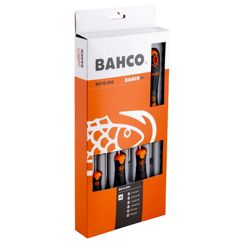Bahco Phillips and Slotted Standard Screwdriver Set 6-Piece B219.006