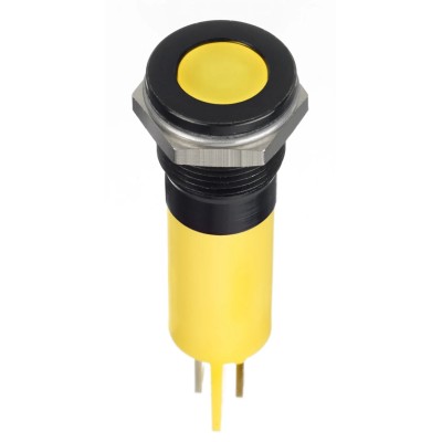 RS PRO Yellow Panel Mount Indicator 24V DC 20mA Solder Lug Termination IP67 Flush Bezel 124-6411