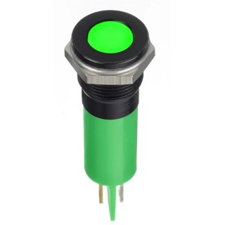 RS PRO Green Panel Mount Indicator, 24V DC, 20mA, Solder Lug Termination, IP67, Flush Bezel