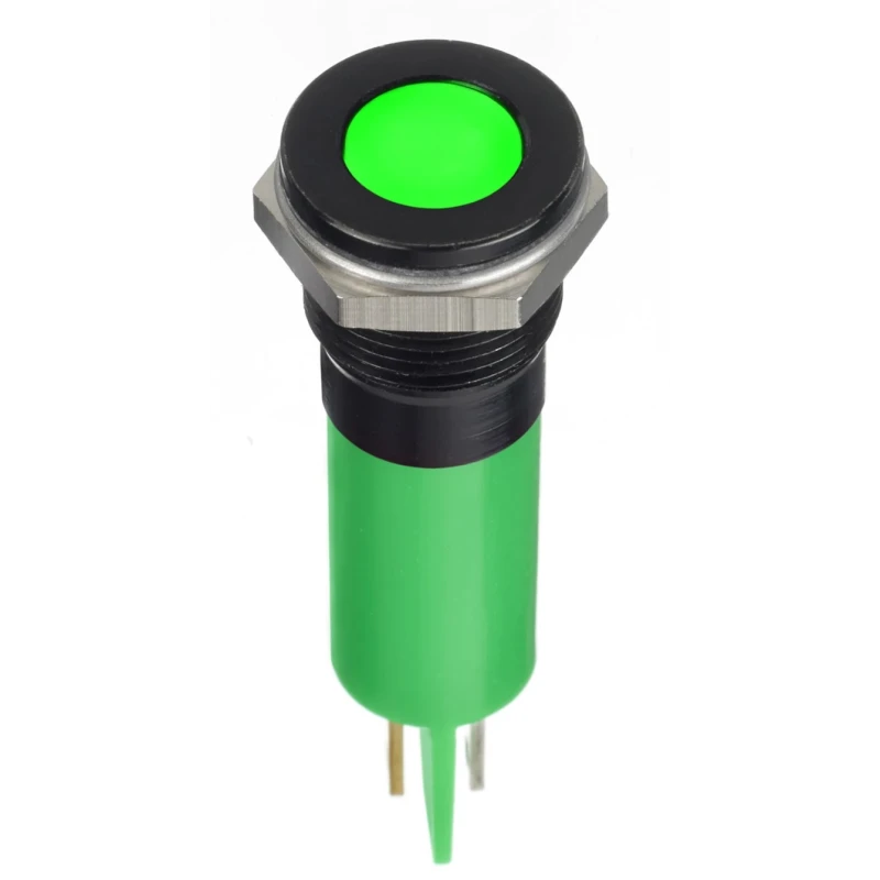 RS PRO Green Panel Mount Indicator, 24V DC, 20mA, Solder Lug Termination, IP67, Flush Bezel