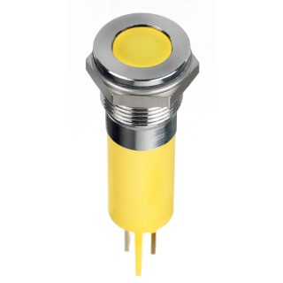 RS PRO Yellow Panel Mount Indicator 12V DC 20mA Solder Lug Termination IP67 Flush Bezel 124-6407