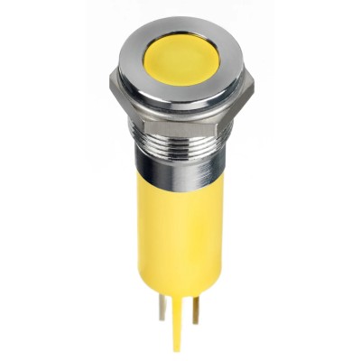 RS PRO Yellow Panel Mount Indicator 12V DC 20mA Solder Lug Termination IP67 Flush Bezel 124-6407