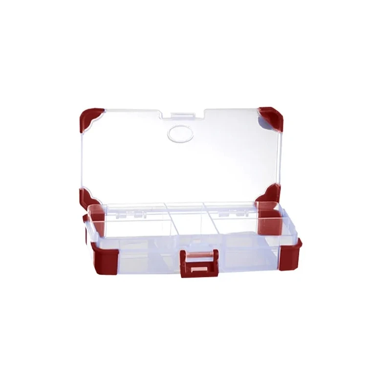 RS PRO 5 Cell Transparent Red Polypropylene Compartment Box 30 mm x 140 mm x 75 mm 124-6588