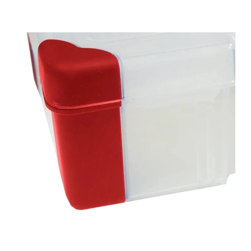 RS PRO 5 Cell Transparent Red Polypropylene Compartment Box 30 mm x 140 mm x 75 mm 124-6588